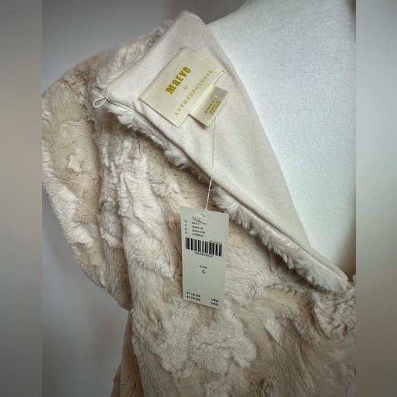 Anthropologie Maeve Leah Faux Fur Cropped Muscle Tee Size Small NWT - Picture 12 of 14